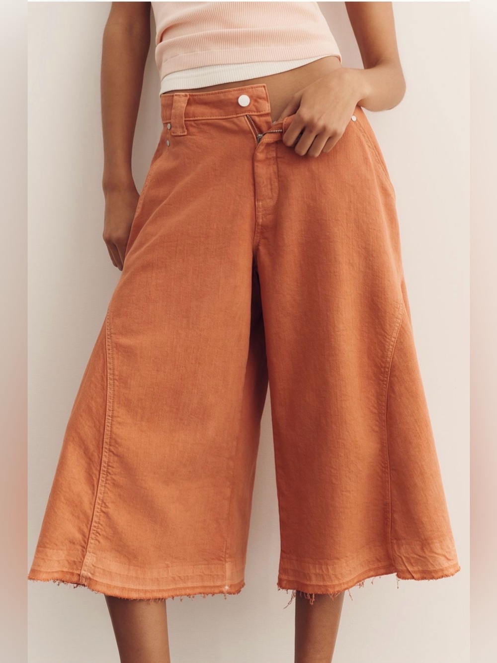 Pilcro Regenerative Cotton Circle Crop High-Rise Culotte Jeans